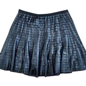 Woman's Layered Ruffled Faux Black Leather Skirt Size XL NWT